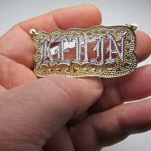 14k Gold Double Name Plate Hand Made